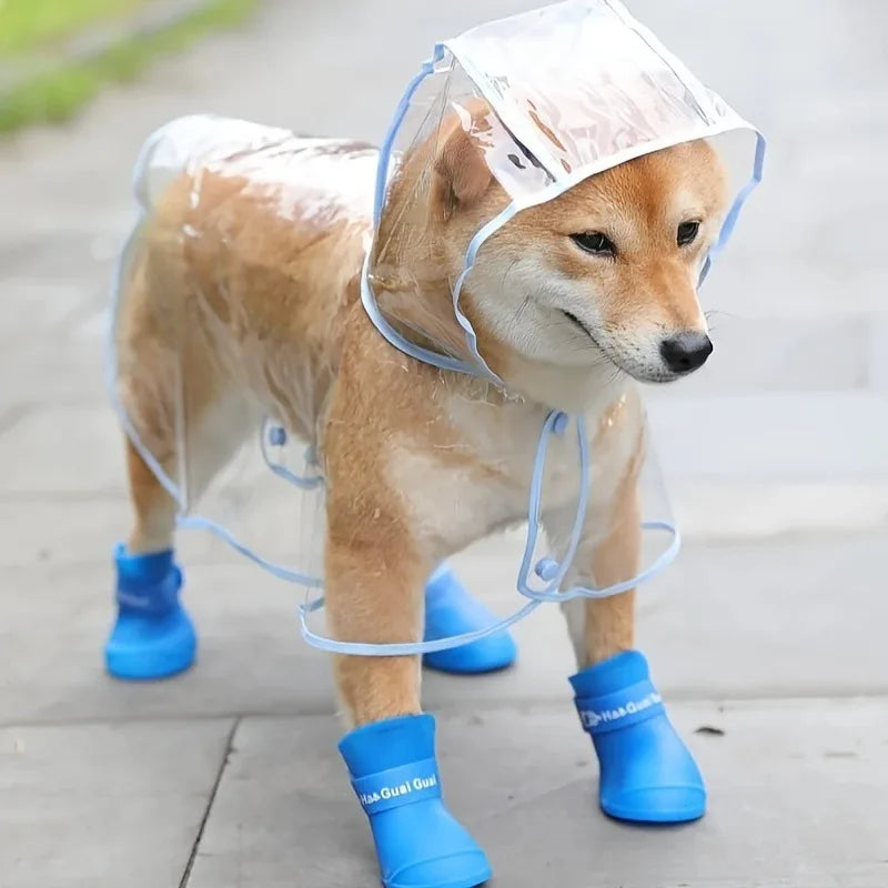 Clear Waterproof Dog Raincoat Small Medium Size Pet Poncho Jacket for Teddy Shiba Outdoor Walking Weather Protection