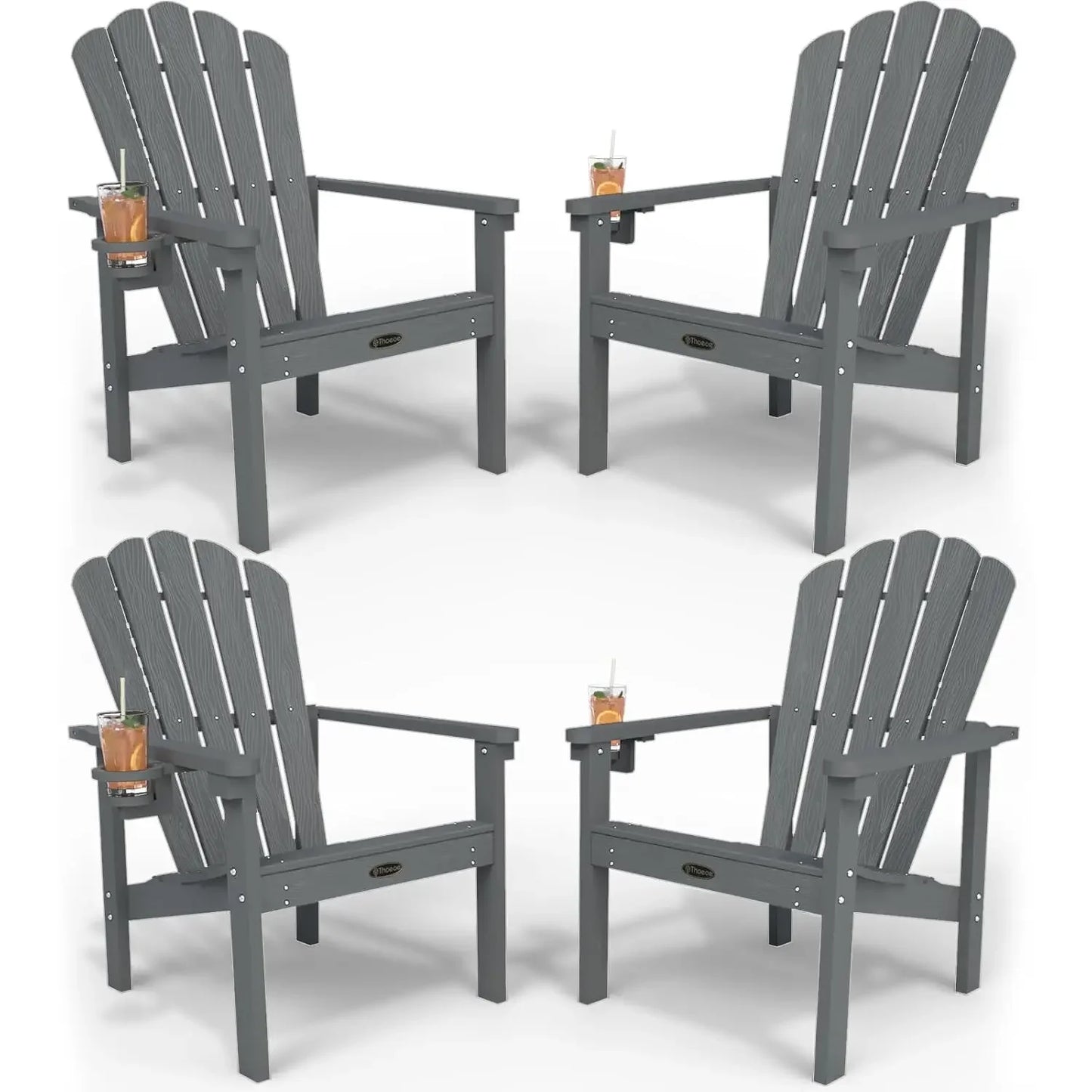 Stackable Adirondack Chair Set of 4, HDPE All-Weather Adirondack Chairs - Durable and Space Saving, Plastic Outdoor, Customized