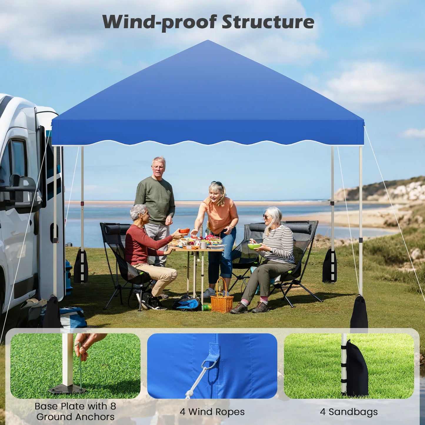 HOMASIS Pop Up Canopy Tent With Wheeled Bag Portable Shelter
