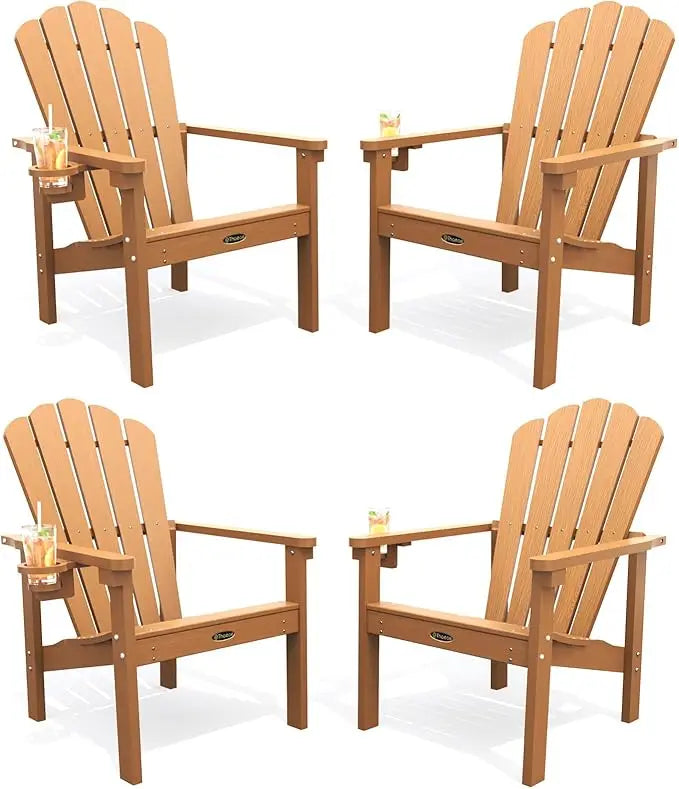 Stackable Adirondack Chair Set of 4, HDPE All-Weather Adirondack Chairs - Durable and Space Saving, Plastic Outdoor, Customized