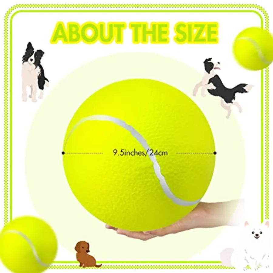 6 Pieces Large Giant Tennis Ball for Dogs 9.5'' Inflatable Large Dog Toy Balls for Indoor Outdoor Training Playing Sports Fluor