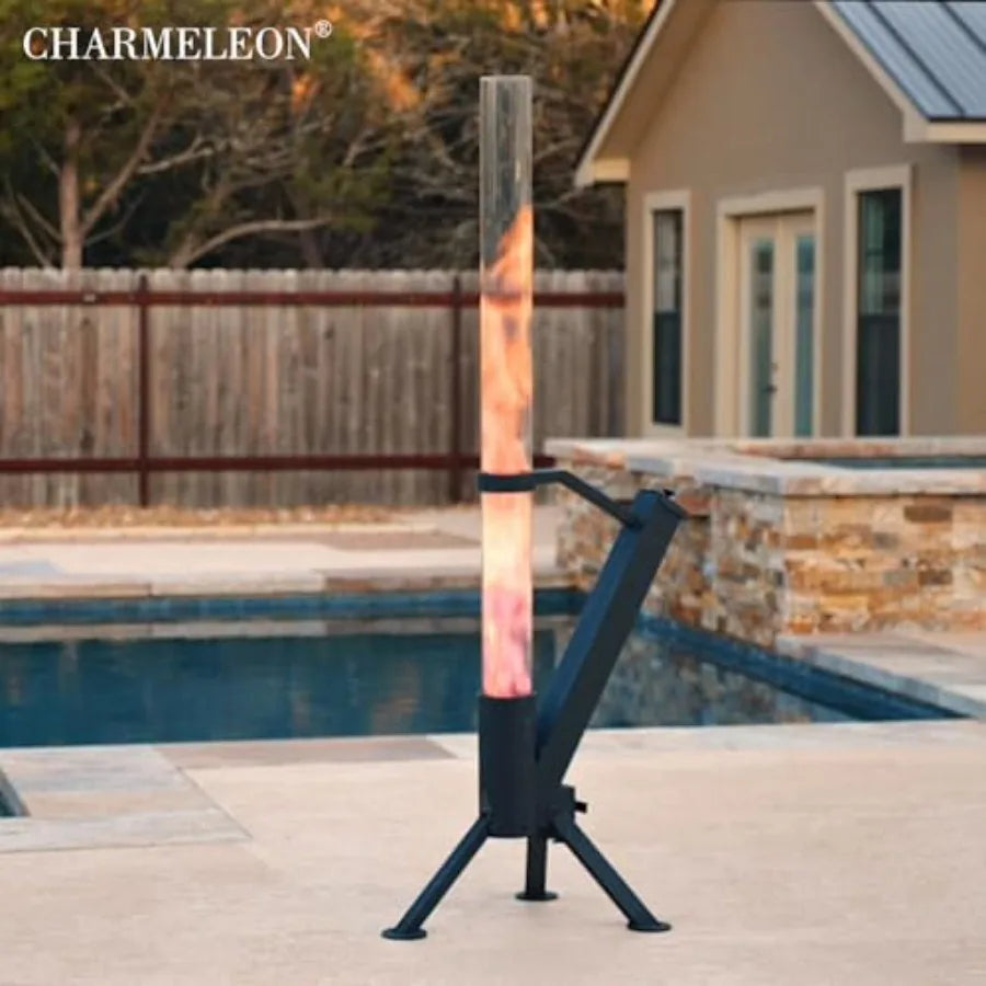 Portable Wood Pellet Fire Pit for Outdoor Backyard Patio Painted Stainless Steel Rocket Stove Matte Black Finish Efficient Heat
