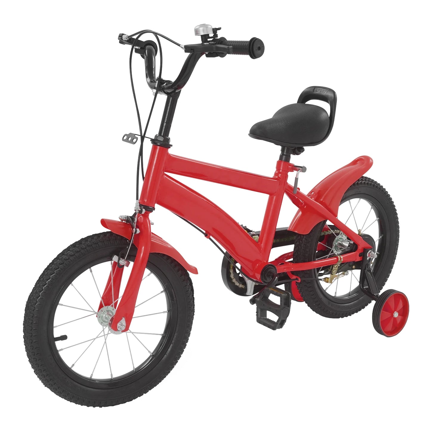 High-Safety Kids Bike 14" - Adjustable Height + Parent Handle + Mudguards (Learning Bicycle Boys/Girls) Yellow/Blue/Red/White