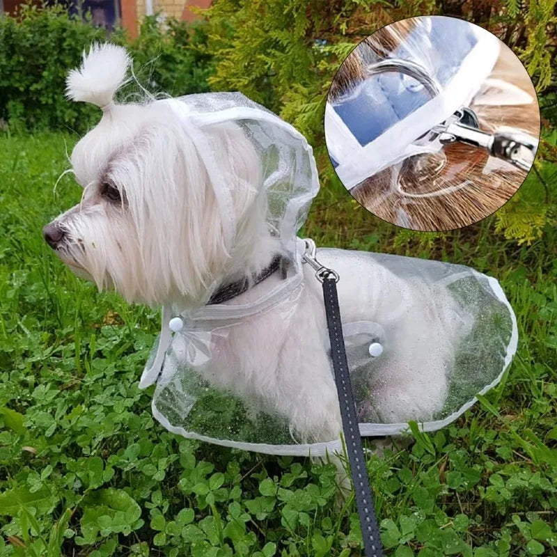 Clear Waterproof Dog Raincoat Small Medium Size Pet Poncho Jacket for Teddy Shiba Outdoor Walking Weather Protection