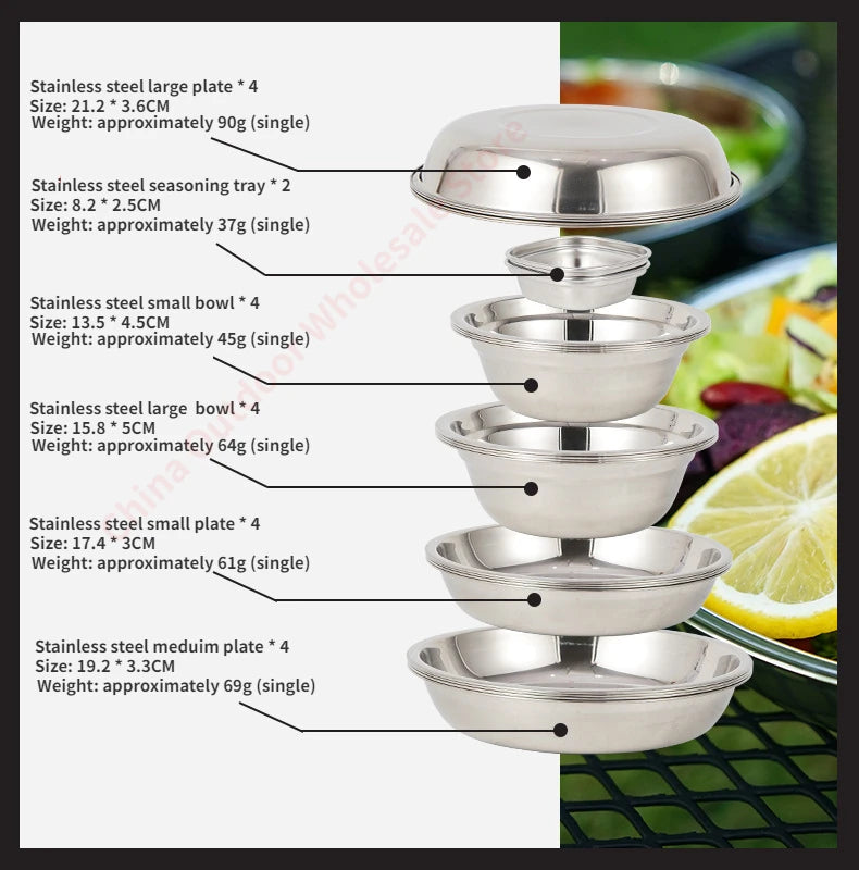 New Camp Cooking Portable Dining Plate Set of 22 Outdoor Camping Tableware Self driving BBQ Plate Home Soup Pot Bowl Plate Set